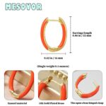 MESOVOR 18K Gold Plated Enamel Color Hoop Earrings, U-Shaped Small Lightweight Trendy Summer Colorful Earrings Gifts for Women Girls (Orange)