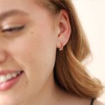 CERSLIMO Opal Hoop Earrings for Women Girls | Small S925 Sterling Silver Post Lab-created Orange Fire Opal Huggie Earrings Hypoallergenic Jewelry Gifts