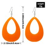 KaFu 70s 80s Neon Earrings Geometric Oval Resin Neon Earrings Retro Acrylic Dangle Drop Earrings for Women Girls Party Halloween Costume Accessories (orange)