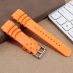 Black Silicone Rubber Curved Line Watch Band 20mm 22mm Fit for Seiko Watches Replacement Divers Model Sport Watch Strap (22mm, Orange)