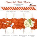 Lykoow 15 Packs Cheesecloth Table Runner Orange,10 Ft Burnt Orange Rustic Gauze Boho Wedding Table Runner Decoration,Wedding Table Decor Table Cloth for Wedding Party Bridal Shower Table,21.5x120in