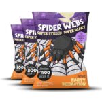 Happy Hippo Halloween Spider Web Decoration, Plastic Spiders, Party Supplies, Spider Webs (Small, 200 Sq Feet)