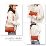 Artwell Genuine Leather Clutch Wallet for Women Wristlet Envelop Small Crossbody Purse Card Shoulder Bag (Orange)