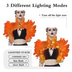 UQJE Victorian Natural Feather Cape with Lights Shoulder Wrap Shrug Gothic Feather Shawl Costume Accessories-Orange