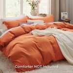 Bedsure Burnt Orange Duvet Cover Set King Size – Soft Prewashed, 3 Pieces, 1 Duvet Cover 104×90 Inches with Zipper Closure and 2 Pillow Shams, Comforter Not Included