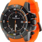 Smith & Wesson Men’s Trooper Watch, 5ATM, Stainless Steel, Japanese Movement, Orange Rubber Strap, Water Resistant, Tactical Watch, Precision Quart, Scratch Resistant, 47mm, Orange, Christmas Gift