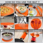 KooMall 12 10 8 Inch Multi-use Microwave Mat, Trivet, Pot Holders, Drying, Baking, Place Mat, Utensils Rest, Silicone Cover Pad for Hot Pot Pan Bowl Plate Dishes Kitchen Counter, Heat Resistant,Orange