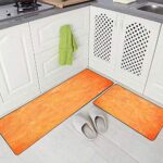 Gesmatic Kitchen Rugs Washable, Farmhouse Kitchen Rugs 17″X48″ 17″X24″ Orange Color Painting Wall Bathroom Non Slip Microfiber Kitchen Rugs and Mats Coffee Kitchen Rugs and Mats Farmhouse 2 Piece