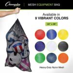 Champion Sports Mesh Sports Equipment Bag, Orange, 24×36 Inches – Multipurpose, Nylon Drawstring Bag with Lock and ID Tag for Balls, Beach, Laundry