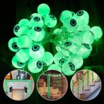 16.4FT 30 LED Halloween Decorations Eyeball String Lights Decor Clearance for Home-Battery Operated w/8 Modes Twinkle Green Lights for Indoor Outdoor Halloween Party Supplies Garden Yard Decoration