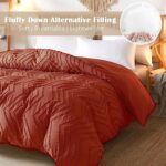 Nanko Queen Size Comforter Set Burnt Orange Tufted Jacquard Boho Soft Shabby Chic Reversible Down Alternative Microfiber Bedding – All Season Duvet Farmhouse Bed Sets Women Men 88 x 90 3pc, Terracotta