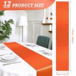 12 Pack Orange Satin Table Runner 12 x 108 Inch Long Premium Table Runners for Wedding Party Events Decoration,Birthday Parties, Banquets Decorations,Graduations,Engagements