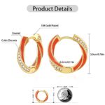 Color Twisted Hoop Earrings, 18K Gold Plated Enamel Hoop Earrings Zircon Round Jewelry for Women Girls Gifts