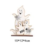 Halloween Ghost Witch Wooden Table Sign Vintage Halloween Decoration Table Centerpieces Standing Tabletop Decoration Halloween Desk Tiered Tray Decor for Halloween Party Decor (1PCS, D)