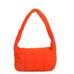 YCPURSEDN Puffer Handbag for Women-Candy Colored Small Quilted Down Padded Satchel Bag for Shopping,Travel(Orange)