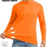 MAGCOMSEN Athletic Shirts Men Loose Fit Cooling Shirts UPF 50+ Shirts Outdoor Shirts for Men Hiking Shirts Workout Shirts Summer Shirt Orange