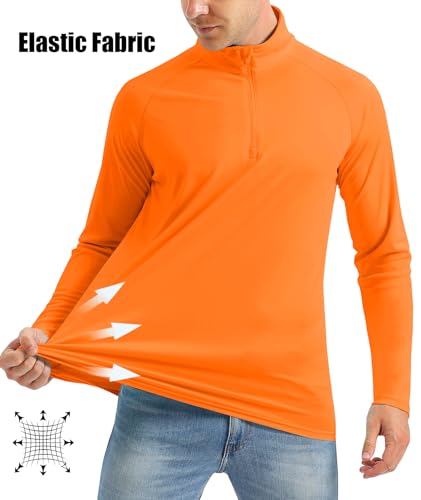 MAGCOMSEN Athletic Shirts Men Loose Fit Cooling Shirts UPF 50+ Shirts Outdoor  Shirts for Men Hiking Shirts Workout Shirts Summer Shirt Orange