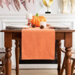 Winotic Orange Table Runner 13 x 90 Inches Long, Cotton Linen Farmhouse Table Linen for Kitchen Dining Coffee Table Parties Wedding Home Decor (13” x 90”, Orange)