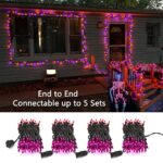 Brizled Orange & Purple Halloween Lights, 100 Count Halloween Lights Connectable, UL Certified Incandescent Halloween String Lights, Black Wire Mini Lights Set for Indoor Outdoor Halloween Party Decor