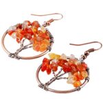 SUNYIK Red Carnelian Tree of Life Dangle Earrings for Women(Copper Plated)