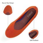 ATHMILE Orange Flats Shoes Women Washable Knit Ballet Flats for Women Dressy Comfortable Washable Round Toe Flats Low Wedge for Women Dressy Wedding Business Work Office Size 8