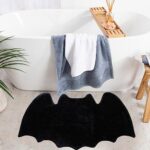 Evovee Bat Bath Mat Black Gothic Bathroom Decor Goth Rug Funny Bath Mat Cute Halloween Shower Rugs Funky Bedroom Aesthetic Fun Preppy Cool Apartment College Bathmat