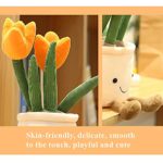WUZHOU Tulip Plush Toy, 13.7″ Flower Pot Stuffed Plushie Pillow Decoration, Soft Fluffy Toy Succulent Plants Friend Throw Pillow, Multicolor (Orange-Tulip)