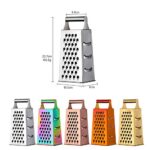 Large Stainless Steel 4 Sides Grater Slicer with Handle, Multifunctional Cutter Planing for Ginger, Garlic, Cucumbers, Carrots, Cheese, Potato, Ergonomic Design Kitchen Gadgets Accessories Orange