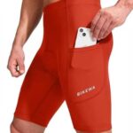 Men’s Bike Shorts 3D Padded Cycling Road Biking Underwear Mountain Riding Biker Bicycle UPF 50+ Cycle Shorts Zipper Pockets(Orange,XL)