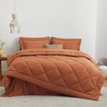 Love’s cabin Twin XL Comforter Set Terracotta, 5 Pieces Twin XL Bed in a Bag, All Season Twin XL Bedding Sets with 1 Comforter, 1 Flat Sheet, 1 Fitted Sheet, 1 Pillowcase and 1 Pillow Sham