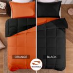 Basic Beyond Queen Size Comforter Set – Orange and Black Reversible Bed Comforter Set for All Season – 3 Pieces (1 Comforter + 2 Pillow Shams)