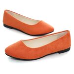 Stunner Women Casual Flats Classic Cute Slip On Ballet Shoes Comfortable Pointed Toe Flats Orange 43(9.5)