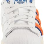 adidas Women’s Superstar Sneaker, White/Orange/Team Royal Blue, 8 Narrow