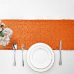 2 Packs 12 x 108 inches Orange Sequin Table Runner, Glitter Orange Table Runner for Wedding Birthday Bachelorette Holiday Party Supplies Decorations Bridal Shower Baby Shower
