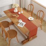 Gemseek 60 Inch Burnt Orange Rustic Farmhouse Table Runner, Boho Chic Woven Table Runner for Coffee Dining Table Thanksgiving Fall Décor