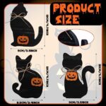 Redbaker 3 Pieces Halloween Black Cat Wooden Table Sign Halloween Tiered Tray Decor Rustic Halloween Tabletop Block Sign Farmhouse Fall Centerpieces for Halloween Home Shelf Party Decor
