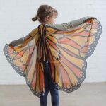 HearthSong Colorful Polyester Butterfly Wings Costume for Kids’ Dress Up Imaginative Play, Orange