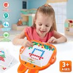 Magnetic Drawing Board for Kids Toddlers Large Doodle Board with 2 Magnetic Pens Rabbit Magnetic Dot Art Montessori Educational Preschool Toy Travel Toy for 3 4 5 6 Years Old Boys Girls Orange
