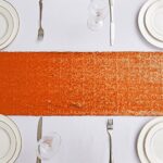6PCS 12×72 Inch Sequin Table Runner Orange Glitter Table Runner for Party, Wedding, Bridal Baby Shower, Event Decorations?6PCS, 12×72 Inch, Orange?