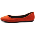 Ollio Womens Shoe Ballet Light Faux Suede Low Heels Flat ZM1014(6 B(M) US, Orange)