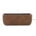 Classic Home and Garden Cement Indoor Outdoor Planter with Drainage Hole, Dakota Trough Planter, Rust Brown, Large, 8in