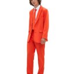 Padama Men’s Suit Costume for Men Solid Color Orange Party Suit Adult Outfit Funny Halloween Joker Costume Prom Disco Holiday