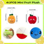 40 PCS Cute Mini Fruit Plush Toys Colorful Stuffed Fruits Soft Orange Peach Stuffed Doll for for Party Favors Keychain Ornament for Goody Bag Easter Egg Stuffers Carnival Birthday Party 20 Styles