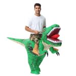 Doscos Adult Inflatable Dinosaur Costume Funny Halloween Costumes for Men/Women Riding T Rex Blow up Air Costume for Party (Dark Green)