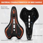 MSDADA Mountain Bike Seat Gel Bike Saddle – Comfortable Bicycle Seats with Extra Soft Cushion Padded for Men Women – Waterproof Bike Saddles for Mountain Bike,Road Bike,City Bike,Exercise Bike -Orange