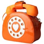 PTShadow Retro dial telephone Crossbody Shoulder Bag,Pu Movable microphone Purse for Women