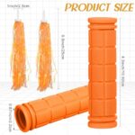 4 Pcs Bike Handlebar Grips with Tassel Streamers for Girls Boys Kids Non Slip Bicycle Handlebar Grips for Boys Girls Bikes Balance Bikes, Road Bikes and Scooters, Soft and Comfortable(Orange)