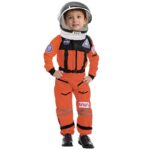 Spooktacular Creations Astronaut Costume with Helmet, Space Suit for Kids and Toddler with Movable Visor Helmet, Kids Astronaut Costume for Halloween Costumes Party Favor Supplies Orange L