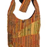 Embroidered Peace and Sunrise Sling Boho Purse Handbag