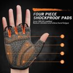 HTZPLOO Bike Gloves Cycling Gloves Biking Gloves for Men Women with Anti-Slip Shock-Absorbing Pad,Light Weight,Nice Fit,Half Finger Bicycle Gloves (Black&Orange, Medium)